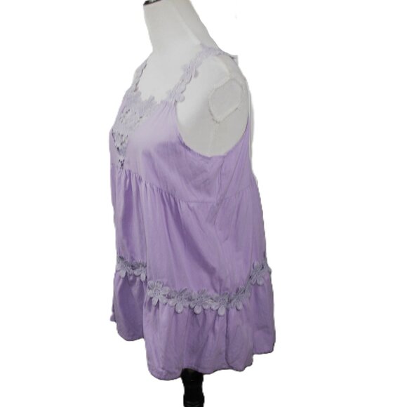 Mislook Lilac Floral Lace Tank Blouse Size Medium - Picture 3 of 6